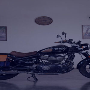<span style="color: #ffffff;">Super Meteor 650 Pannier Saddlebag + Bracket COMPLETE SET - Leather + Canvass - BLUE TAN</span>